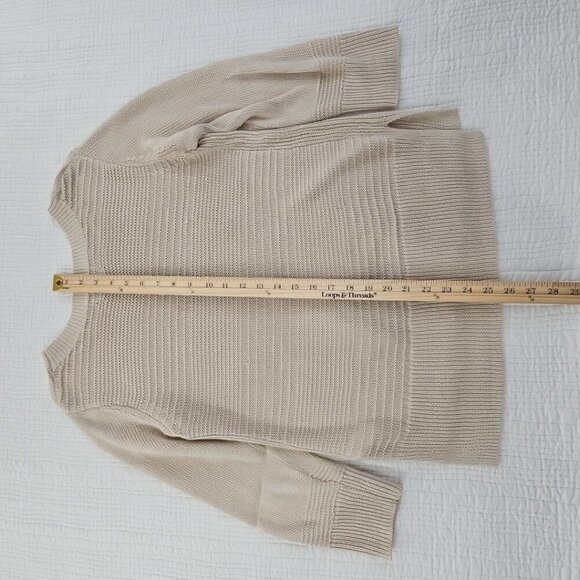 Tahari 100% Linen Lightweight Sweater Women's Medium Knit Dolman Sleeve Taupe - Picture 11 of 12